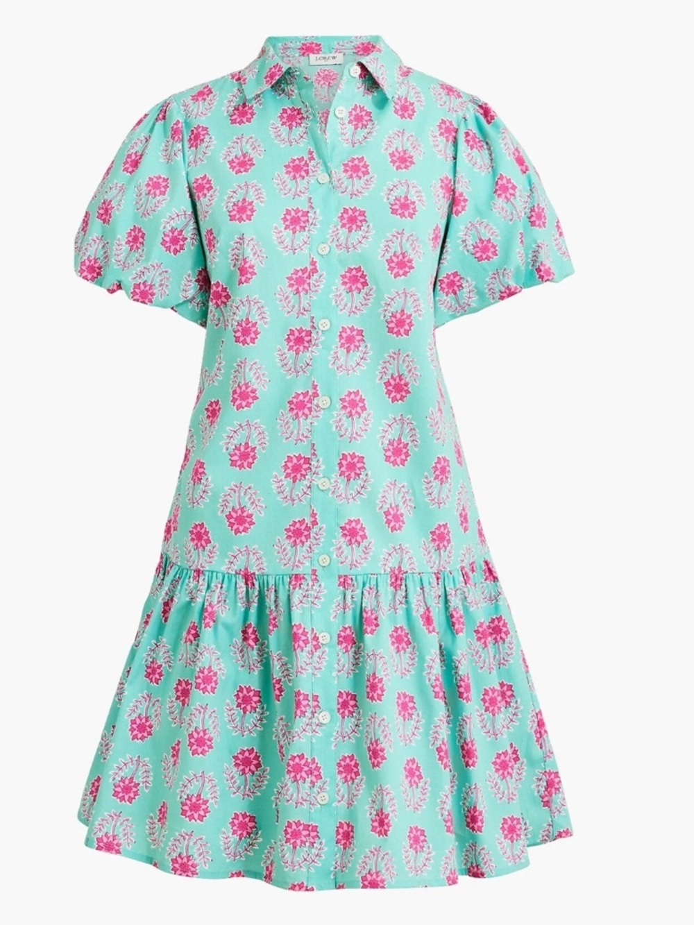 J Crew Floral Print Bubble Sleeve Button Front Mini Dress Size 4 NWT